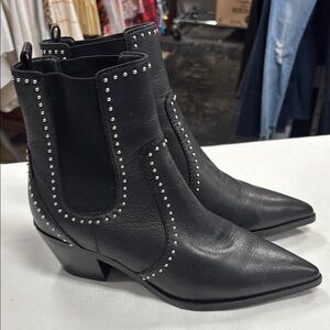 Paige Studded Black Leather Ankle Boots